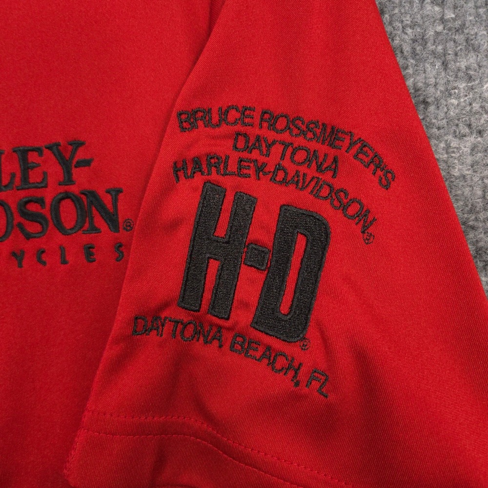 Harley Davidson Performance Polo Shirt Mens M Red Daytona Beach Florida Golf - Picture 4 of 11